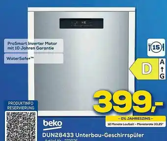 Euronics Berlet Beko Dun28433 Unterbau-geschirrspüler Angebot