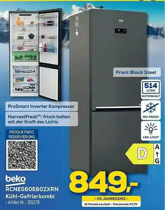 Euronics Berlet Beko Rcne560e60zxrn Kühl- Gefrierkombi Angebot