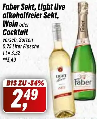 Simmel Faber Sekt, Light live alkoholfreier Sekt, Wein oder Cocktail 0,75 Liter Flasche Angebot