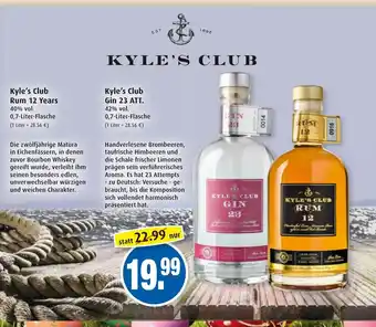 Markant Kyle's Clube Rum 12 Years oder Kyle's Club Gin 23 ATT Angebot