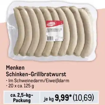 METRO Menken Schinken-Grillbratwurst 1kg Angebot