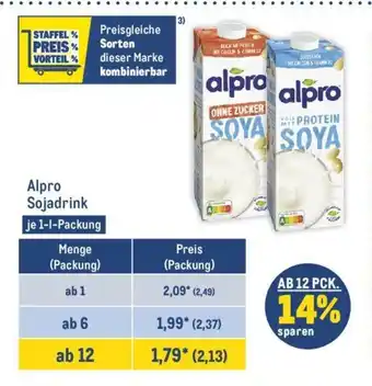 METRO Alpro Sojadrink je 1-l-Packung Angebot