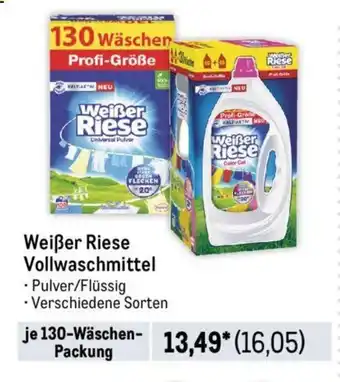 METRO Weißer Riese Vollwaschmittel je 130-Wäschen-Packung Angebot