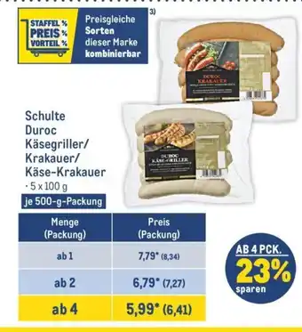 METRO Schulte Duroc Käsegriller/ Krakauer/ Käse-Krakauer je 500-g-Packung Angebot