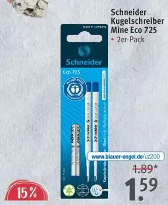 Rossmann Schneider Kugelschreiber Mine Eco 725 • 2er-Pack Angebot