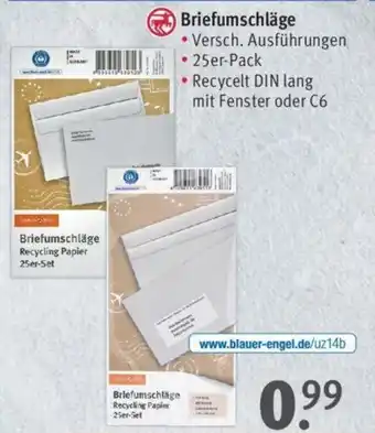 Rossmann Briefumschläge Recycling Papier 25er-Set Angebot