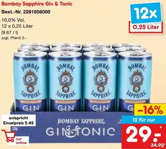 Netto Marken-Discount Bombay Sapphire Gin & Tonic 12 x 0,25 Liter Angebot