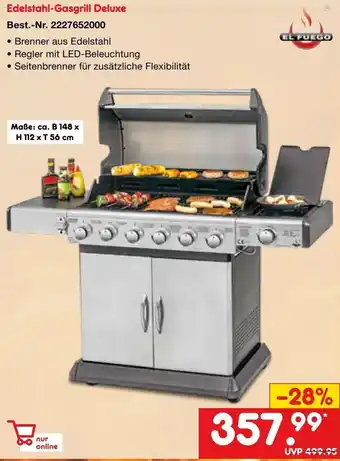 Netto Marken-Discount EL FUEGO Edelstahl-Gasgrill Deluxe Angebot