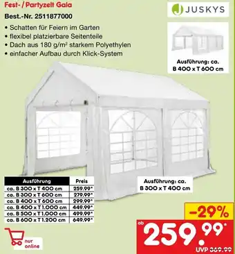 Netto Marken-Discount JUSKYS Fest-/Partyzelt Gala Angebot