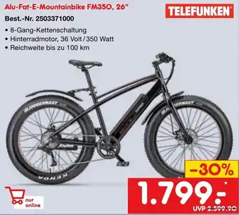 Netto Marken-Discount TELEFUNKEN Alu-Fat-E-Mountainbike FM350, 26" Angebot