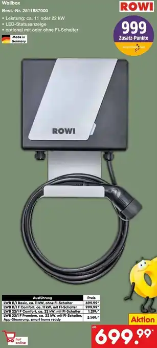 Netto Marken-Discount ROWI Wallbox Angebot