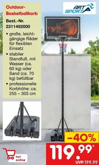 Netto Marken-Discount ART SPORT Outdoor-Basketballkorb Angebot