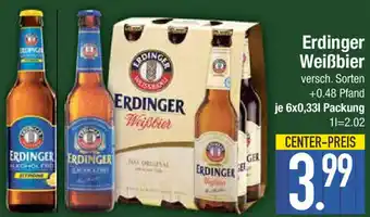 E-Center Erdinger Weißbier 6x0,33 L Packung Angebot