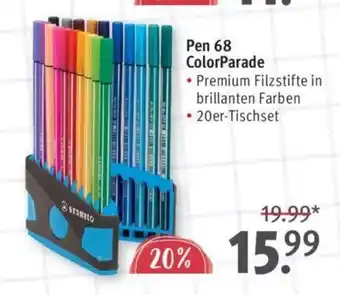 Rossmann STABILO Pen 68 ColorParade • Premium Filzstifte in brillanten Farben • 20er-Tischset Angebot