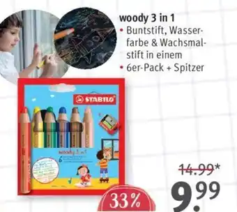 Rossmann STABILO woody 3 in 1 • 6er-Pack + Spitzer Angebot