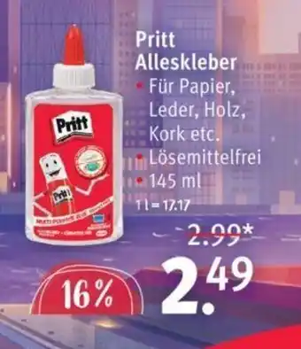 Rossmann Pritt Alleskleber Für Papier, Leder, Holz, Kork etc. Lösemittelfrei 145 ml Angebot