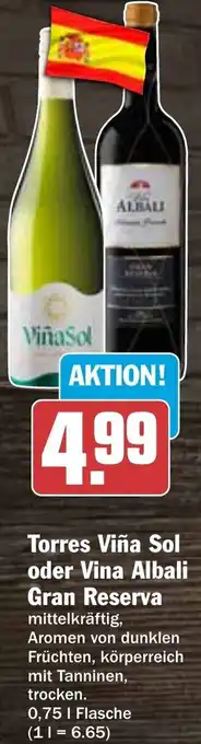 AEZ Torres Viña Sol oder Vina Albali Gran Reserva 0,75 L Flasche Angebot