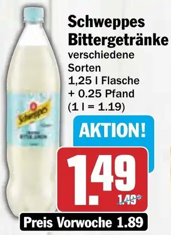 AEZ Schweppes Bittergetränke 1,25 L Flasche Angebot