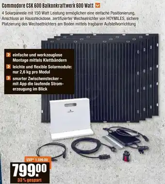 V Baumarkt Commodore CSK 600 Balkonkraftwerk 600 Watt Angebot