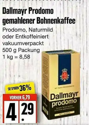 Edeka Frischemarkt Dallmayr Prodomo Gemahlener Bohnenkaffee Angebot