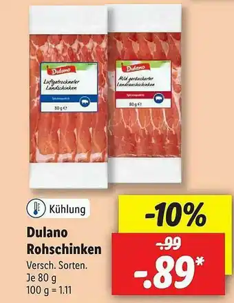 Lidl Dulano Rohschinken Angebot