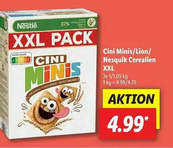 Lidl Cini Minis, Lion, Nesquik Cerealien XXL Angebot