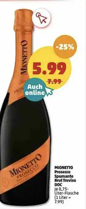 PENNY Mionetto Prosecco Spumante Brut Treviso Doc Angebot