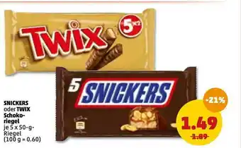 PENNY Snickers Oder Twix Schokoriegel Angebot