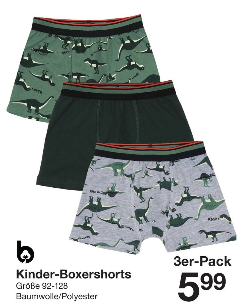 Kinder Boxershorts Gr e 92 128 3er Pack Angebot bei Zeeman