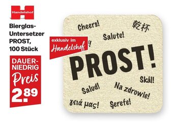 Handelshof Bierglas-Untersetzer PROST, 100 Stück Angebot
