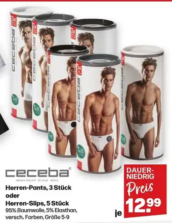 Handelshof ceceba Herren-Pants, 3 Stück oder Herren-Slips, 5 Stück Angebot