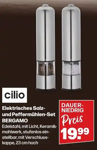 Handelshof cilio Elektrisches Salz- und Peffermühlen-Set BERGAMO Angebot