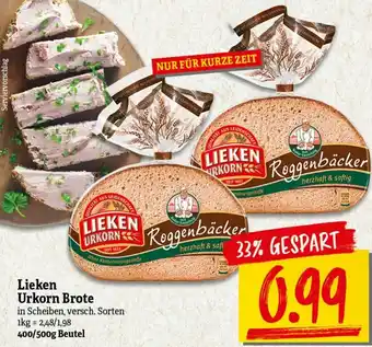 nah & gut Lieken Urkorn Brote 400/500g Beutel Angebot