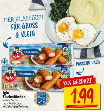 nah & gut Iglo Fischstäbchen 224/364/450g Angebot