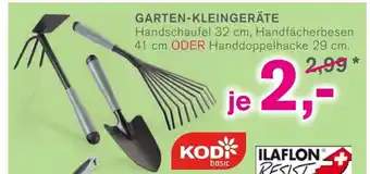 KODi GARTEN-KLEINGERÄTE Handschaufel 32 cm, Handfächerbesen 41 cm ODER Handdoppelhacke 29 cm. Angebot
