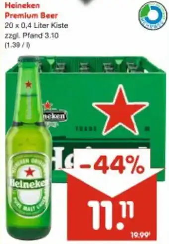 Netto Getränke Discount Heineken Premium Beer 20 x 0,4 Liter Kiste Angebot