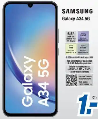 Expert Bening SAMSUNG Galaxy A34 5G Angebot