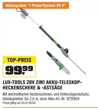 OBI LUX-TOOLS 20V 2IN1 AKKU-TELESKOP-HECKENSCHERE & -ASTSÄGE Angebot