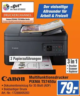 Expert Technomarkt Canon Multifunktionsdrucker PIXMA TS7450a Angebot