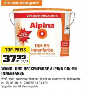 OBI ALPINA WAND- UND DECKENFARBE DIN-EN INNENFARBE 12.5L Angebot