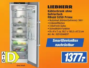 Expert Technomarkt LIEBHERR Kühlschrank ohne Gefrierfach RBsdd 5250 Prime Angebot