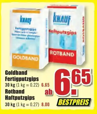 B1 Discount Baumarkt Goldband Fertigputzgips oder Rotband Haftputzgips Angebot