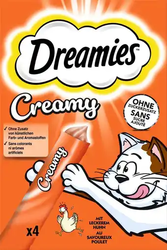 dm drogerie Dreamies katzenleckerli creamy snack mit huhn (4x10 g) Angebot