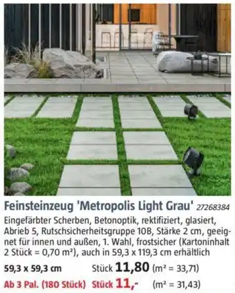 Bauhaus Feinsteinzeug 'Metropolis Light Grau' Angebot