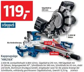 Bauhaus Scheppach Kappzugsäge 'HM216X' Angebot