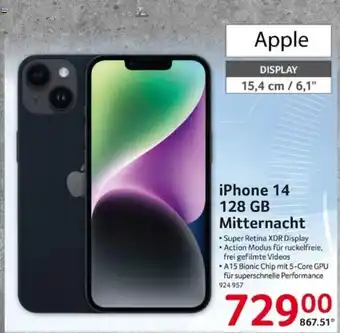 Selgros Apple iPhone 14 128 GB Mitternacht Angebot