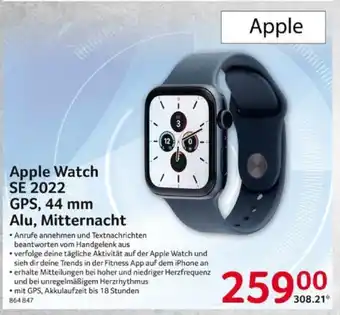 Selgros Apple Watch SE 2022 GPS, 44 mm Alu, Mitternacht Angebot