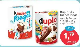 Budni Duplo oder Kinder Riegel versch. Sorten 182/10x 21 g Angebot