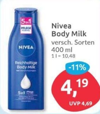 Budni Nivea Body Milk versch. Sorten 400 ml Angebot