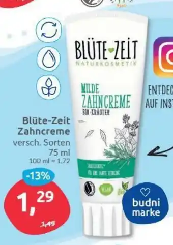 Budni Blüte Zeit Zahncreme 75ml Angebot